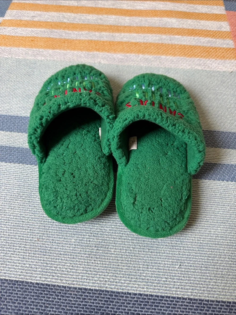 Target Green 'Santa's Little Helper' Kids Slippers